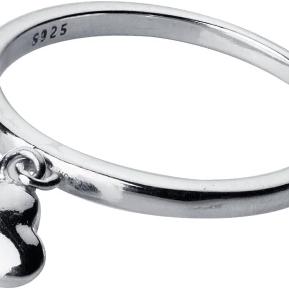 Sterling Silver Heart Dangle Ring for Women Girls Minimalist Stackable Jewelry